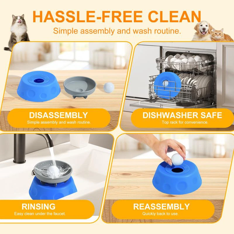Pet Slow Feeder Dog Lick Bowl Anti-Slip Cat Silicone Liquid Food Feeding Puzzle Interactive Ball Toy Slow Eating Dog Dishes_voghion.com