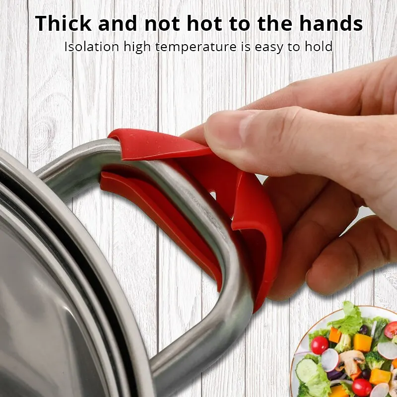 Silicone Hot Handle Holde Non Slip Rubber Pot Holders Pan Ear Clip Cast Iron Handles Grip Cover Heat Resistant Potholde silicone pan handle cover