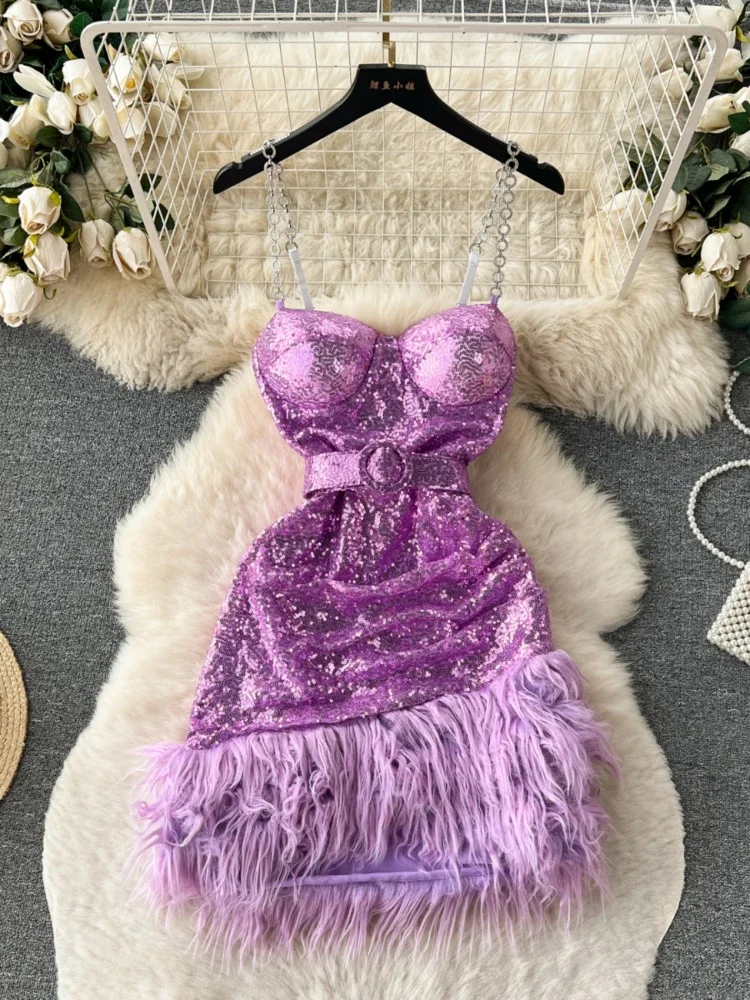 white christmas dresses A-line Sparkly Sequin Shiny Long Gorgeous Glitter Modest Party Women E –  bridalsew main image 0