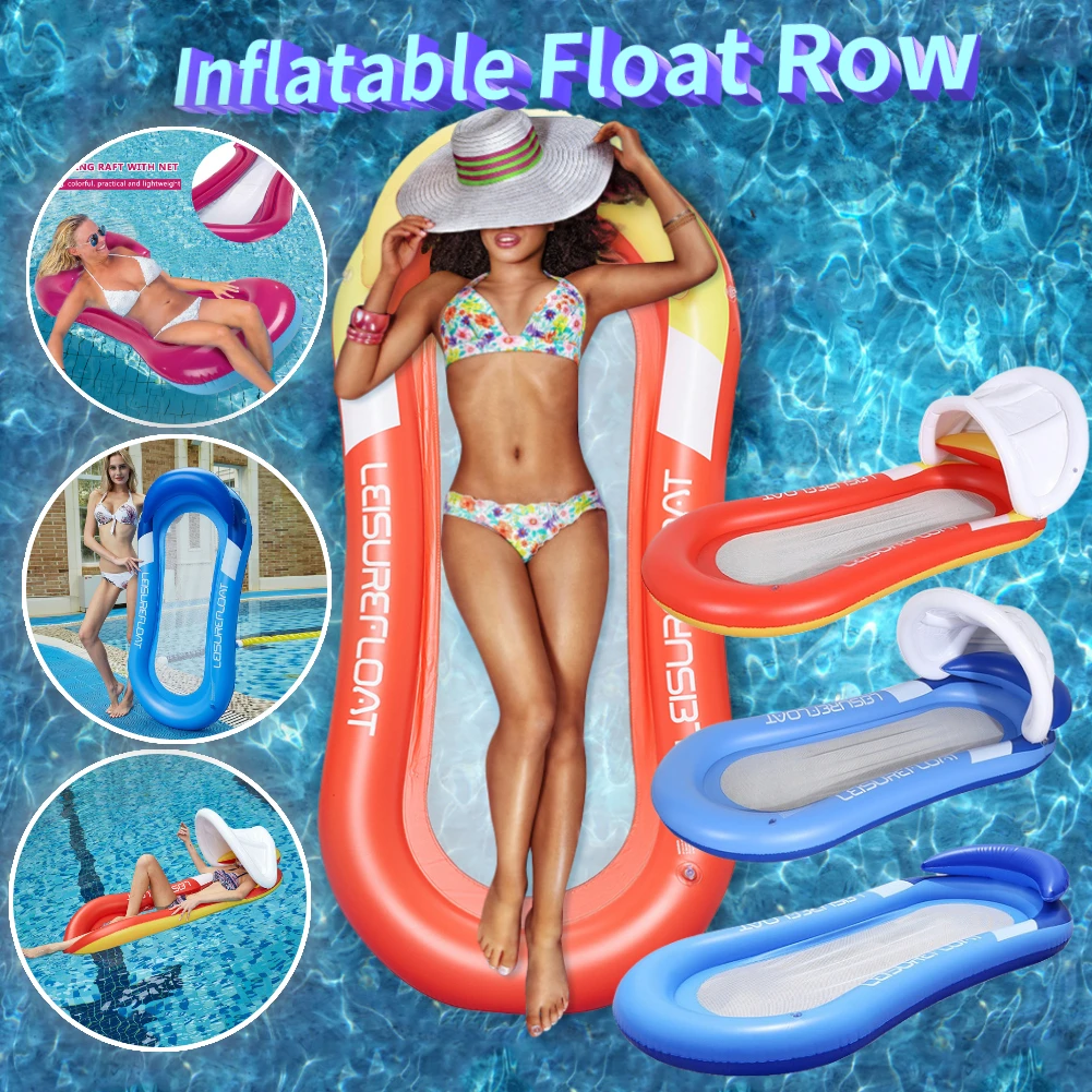 Foldable Inflatable Floating Row Summer PVC Swimming Pool Air Mattresses Water Float Bed Lounger Chair Hammock Beach Pool Party swimming pool mattress floating water mat inflatable float hammock inflatable water toys