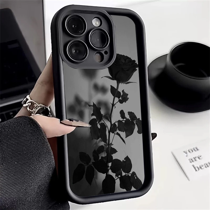 Elegant Red Rose Silicone Shockproof Phone Case - Soft, Durable Back Cover