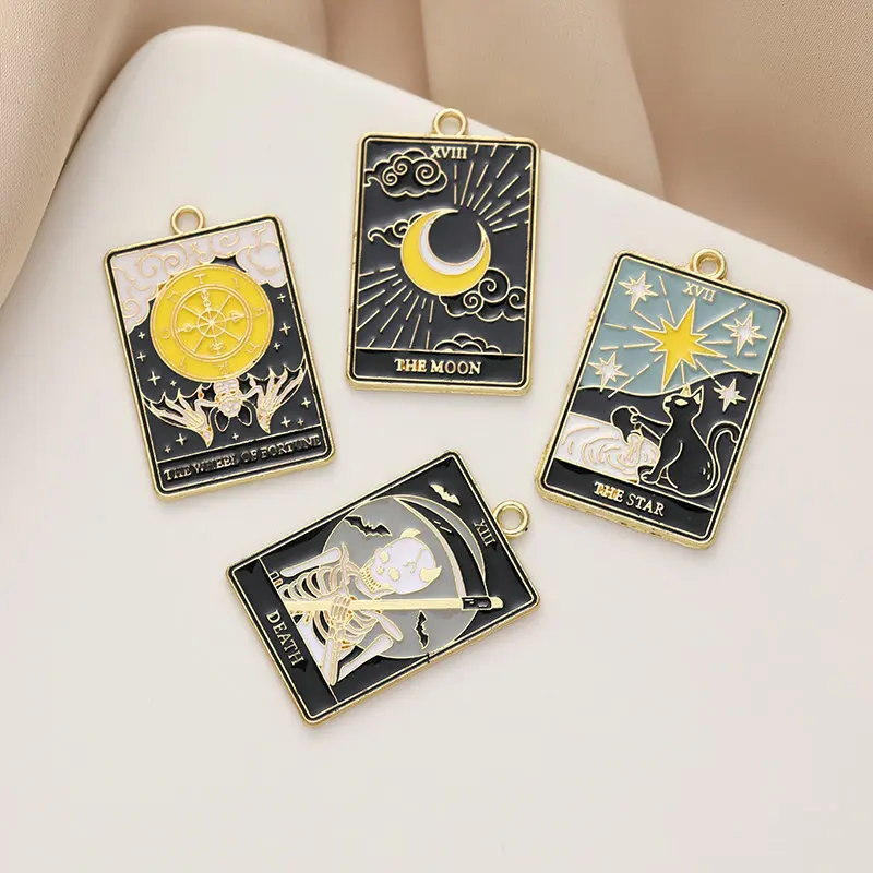 

Enamel Alloy Jewelry Charms 40pcs Oil Drop Geometry Rectangle Moon Star Picture Metal Necklace Pendant Earring Charms 22x34mm