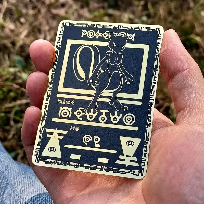 Pokemon Black Metal Card Mewtwo Pikachu Energy Card Charizard Rayquaza Rare Game Collection Battle Trainer Iron Card Kid Gift