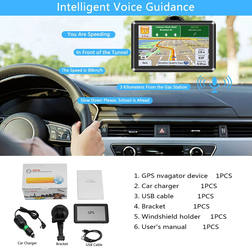  GPS ׺̼ HD ġ ũ, Sat Nav 256MB + 8G ޴ ׺, ̴ USB, TF, EU, AU, Ϲ,  溸, 5 ġ