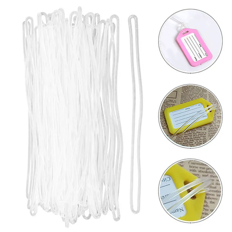 

50pcs Travel Tags Plastic Bag Loops Transparent Luggage ID Label Strap Holder Lanyard Portable Travel Accessories