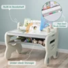 Kids Drawing Table and Chair Set with Pens & Blackboard Eraser Toddlers Art Activity Table Set, Gray & White 4