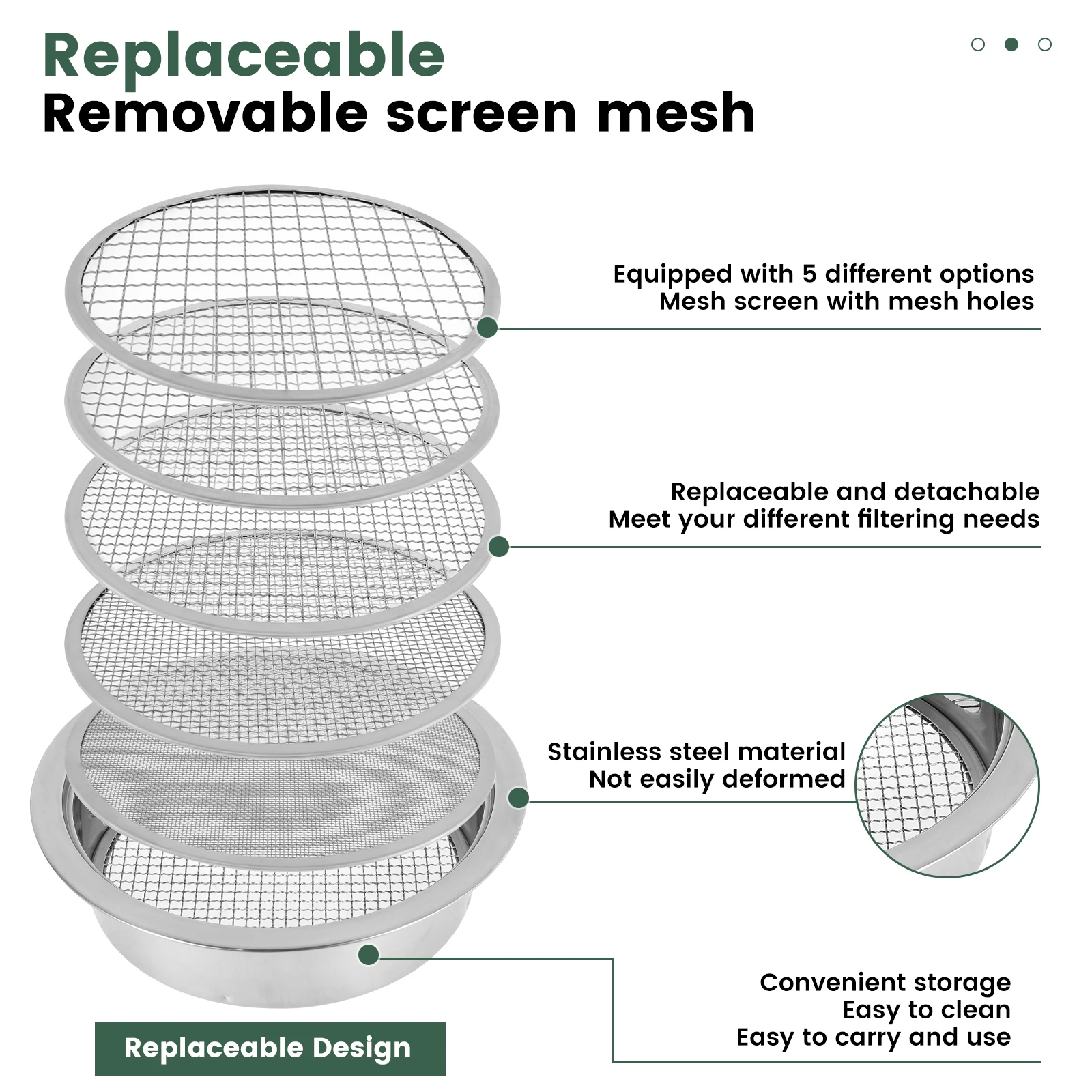 Dirt Sifter Set for Gardening Bonsai Detachable Stainless Steel Soil Sieve Set With Shovel Easy to Clean Interchangeable Meshes 3