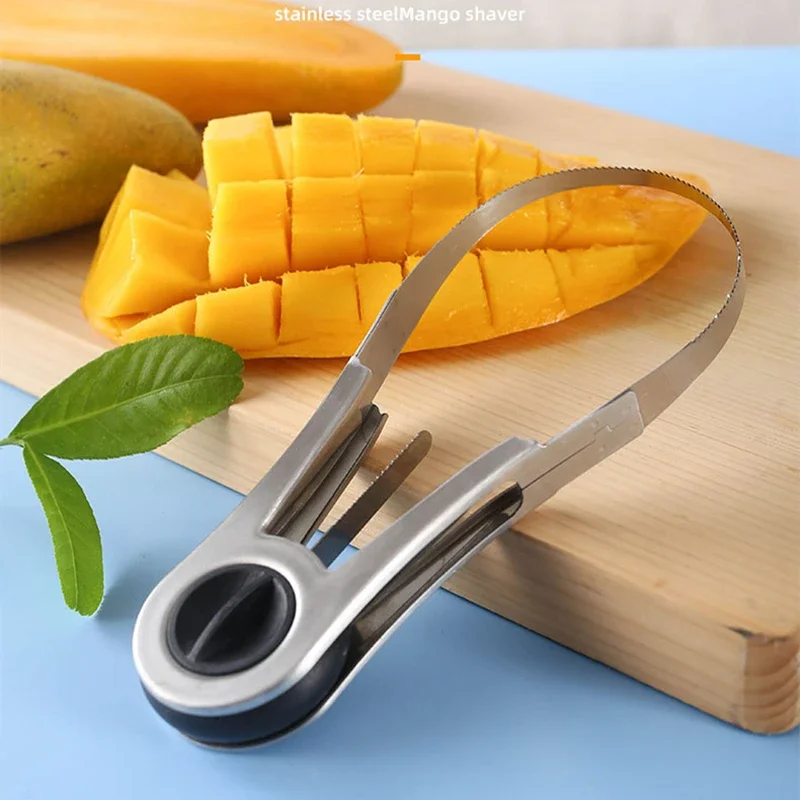 Fruit Cutter 1PC Mango Peeling Separator Stainless Steel Peeler Manual Golden Mango Slicer Fruit Cubes Cutter Pawpaw Digging Kitchen Gadgets