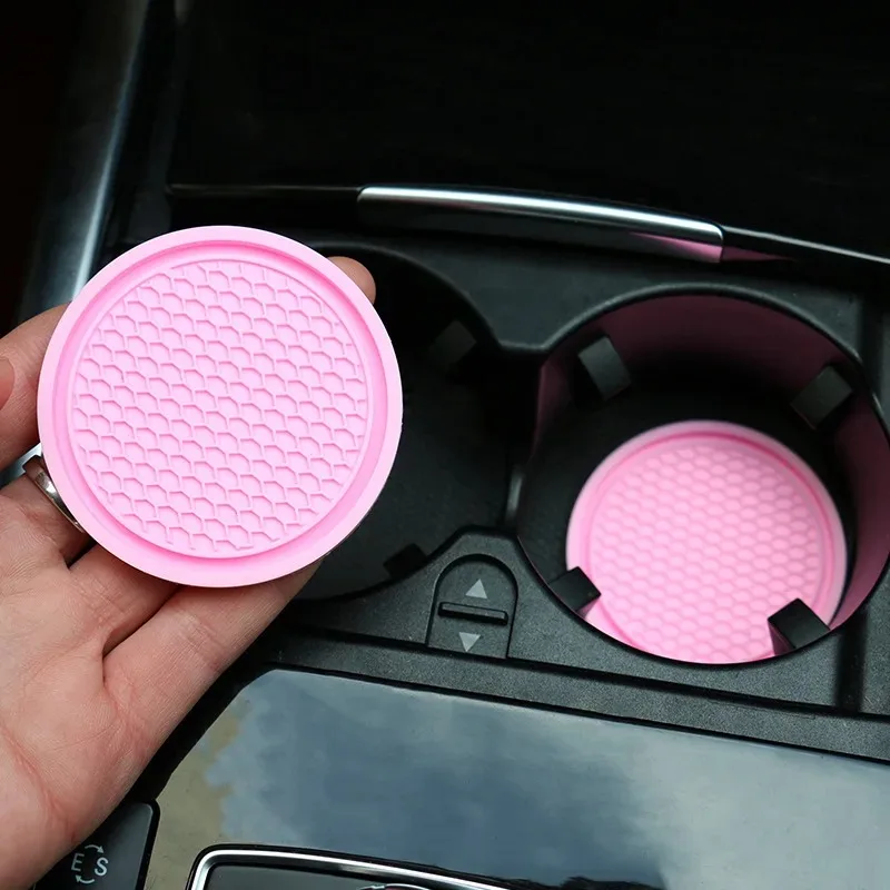 Car Coasters PVC Travel Auto Cup Holder Insert Coaster Anti Slip Vehicle Interior Accessories Cup Mats