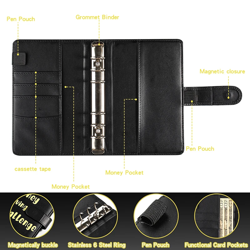 Envelope Savings Challenge A6 Loose-Leaf Binder Budget Binder With Cash Envelopes Money Organizer System