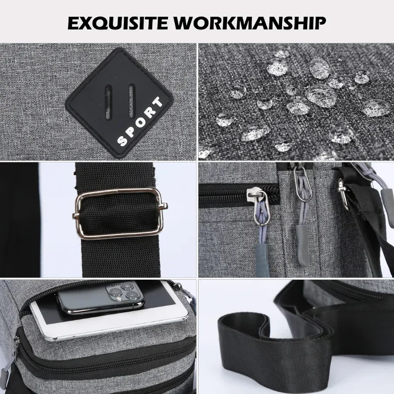 Men's Messenger Bag Crossbody Shoulder Bags Men Small Sling Pack For Work Business Waterproof Oxford Packs Satchel Purse - 4