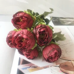 Elegant Artificial Silk Rose Peony Bouquet for Home and Wedding Decor (26)