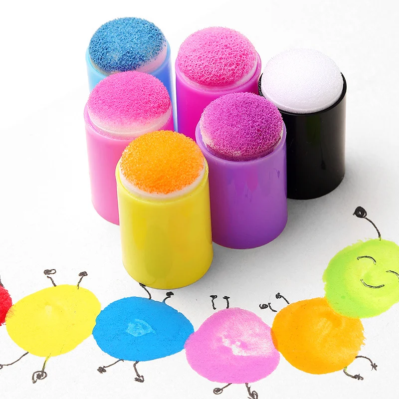 30PCS 공예 손가락 스폰지 Daubers 드로잉 프로젝트 손가락 페인팅 스폰지 카드 만들기, 그림, 스탬핑, 잉크 상자 포함