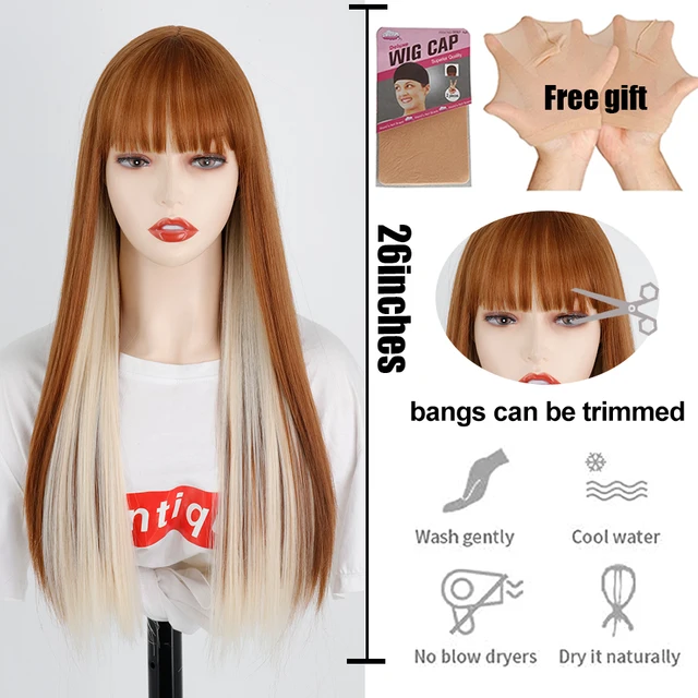 Synthetic Hair Pink and Black Wig Two layers of Wigs Long Straight hair Cosplay Wig Two Tone Ombre Color Women Wigs Lolita Wig T1B/613