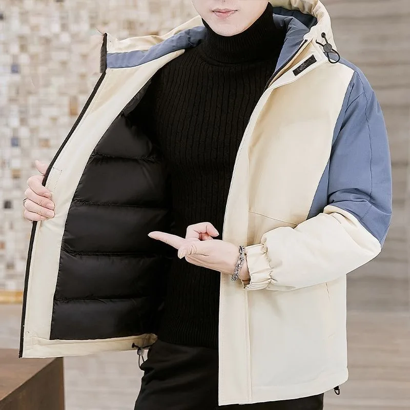 2023 New Men Down Cotton Coat Winter Jacket Short Loose Leisure Parkas Thicken Warm Trend Outwear Hooded High-end Overcoat