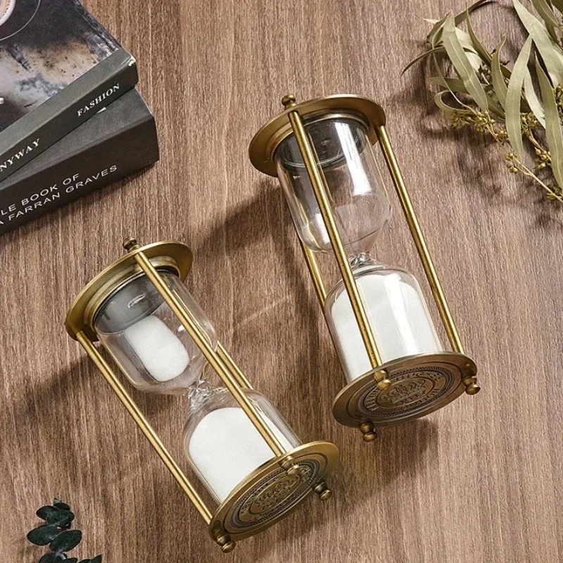 1/3/5/10/15/30/60 Minutes Metal Vintage Hourglass Handmade Glass Creative Sand Clock Timer Anti Fall Sandglass Home Decorations sand timer liquid hourglass timer colored hourglass