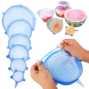 Tapas de silicona adaptables para alimentos, accesorio de cocina Universal  reutilizable, estirable, lavable, 6/12 piezas - AliExpress