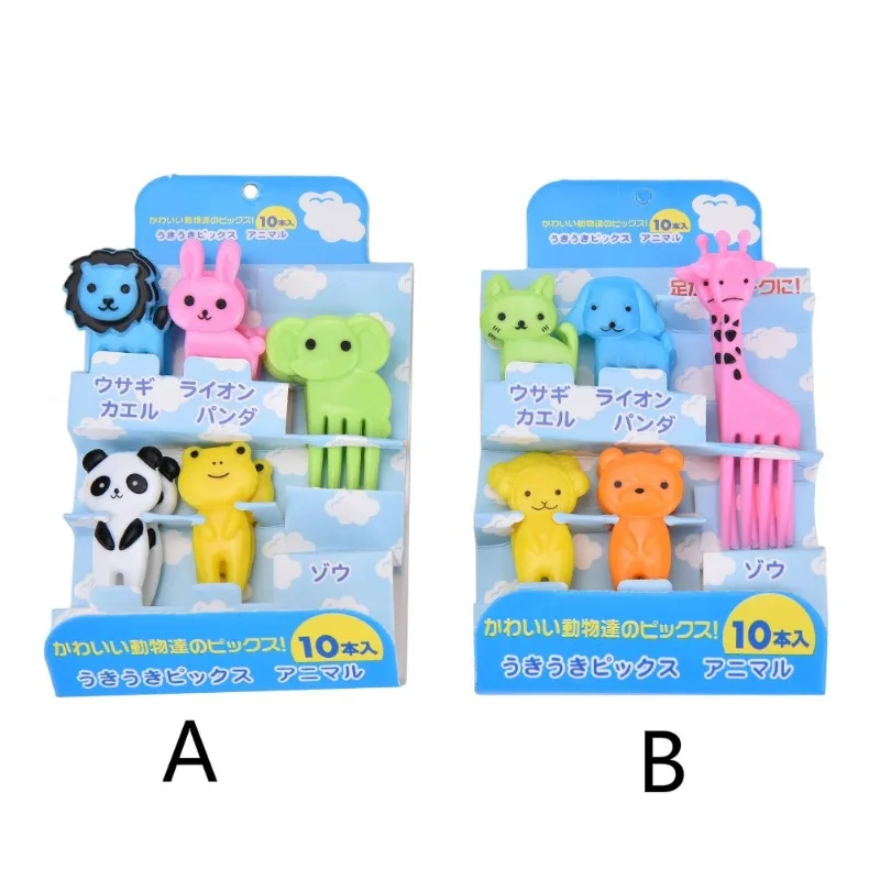 4set Cute Mini Animal Farm Cartoon Food Picks Children Snack Cake Dessert Food Fruit Forks Lunch Bento Accessories Decor