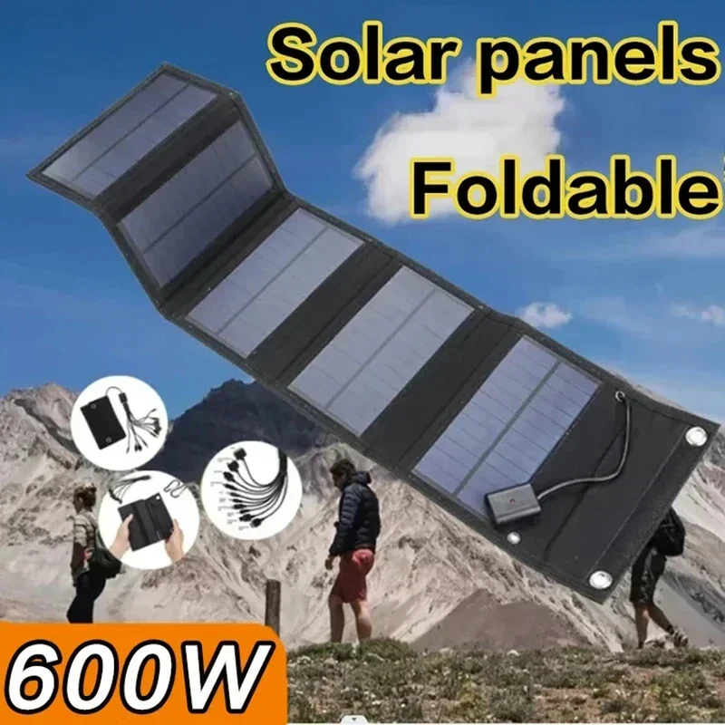 

5V 600W Foldable Solar Panel Phone Charger Solar Panels Plate USB Solar Panels Power Bank for Cell Phone Camping Emergency