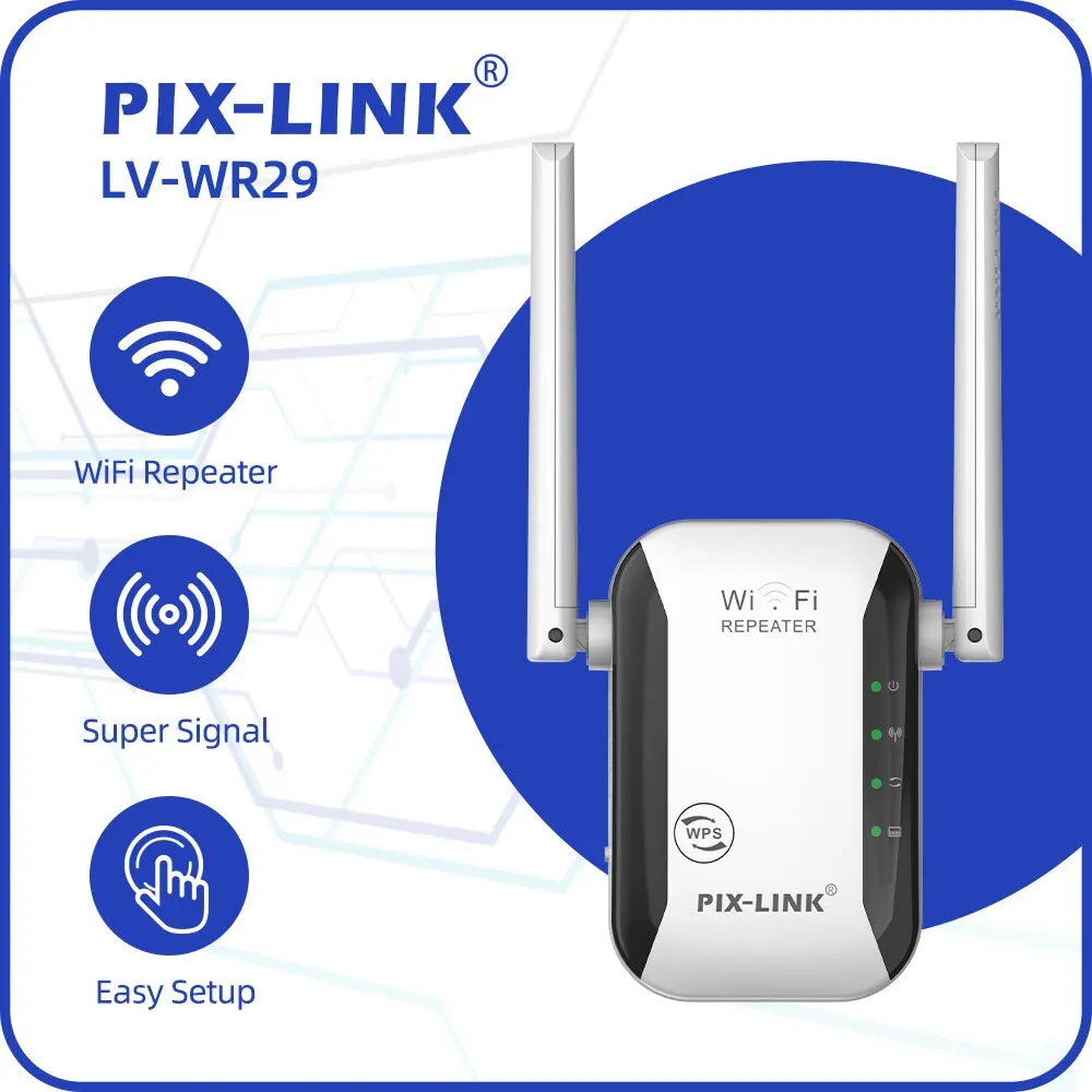 Pix-Link-Wr29 300Mbps Wireless Wifi Repeater Wifi Range Extender Wi-Fi Router Signal Booster Wifi Booster 2.4G Wifi Ultraboost