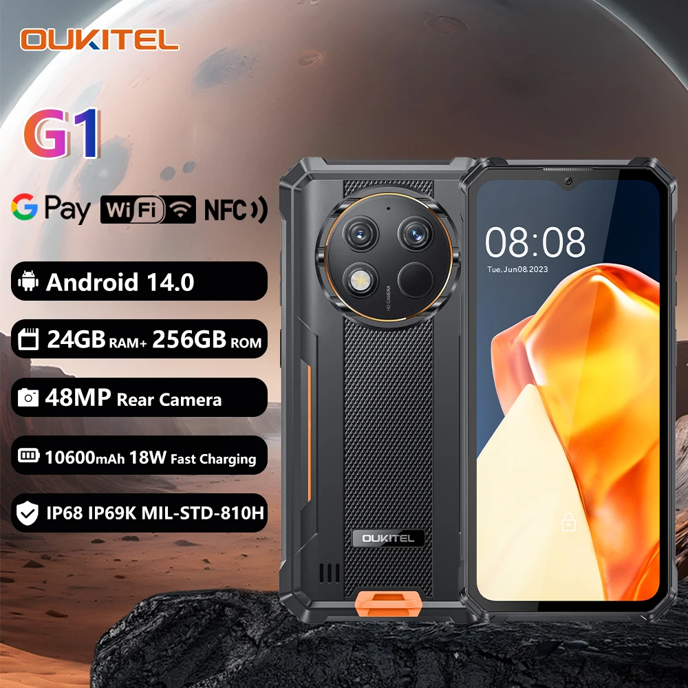 【新品】OUKITEL G1 耐衝撃/防塵 10600mAh 256GB ごつい OUKITEL G1 Rugged Phone 10600mAh, 48MP | OUKITEL Store
