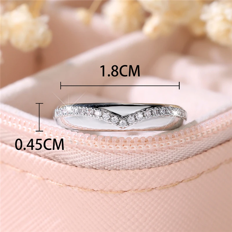 Cute Female Crystal White Zircon Stone Engagement Ring Vintage Silver Color Wedding Jewelry For Women