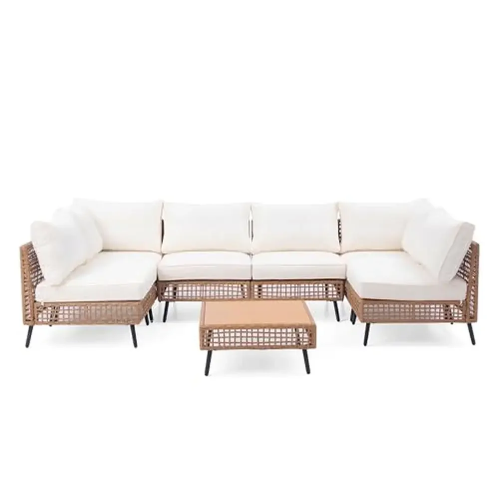 7-Piece Patio Sectional Furniture Set with Water-Resistant Olefin Fabric and Adjustable Feet 6