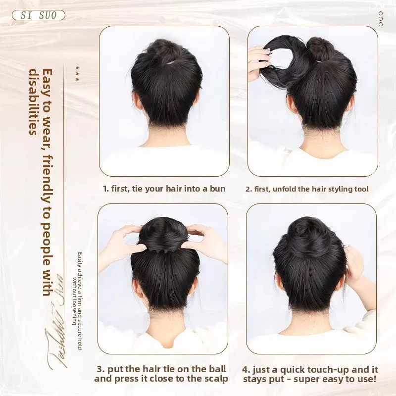 Sintetico Nido d'uccello Panino Testa Capelli finti Chignon Fascia Estensione dei capelli Elastico Scrunchie per le donne asiatiche Aumenta rapidamente i capelli - immagine 4
