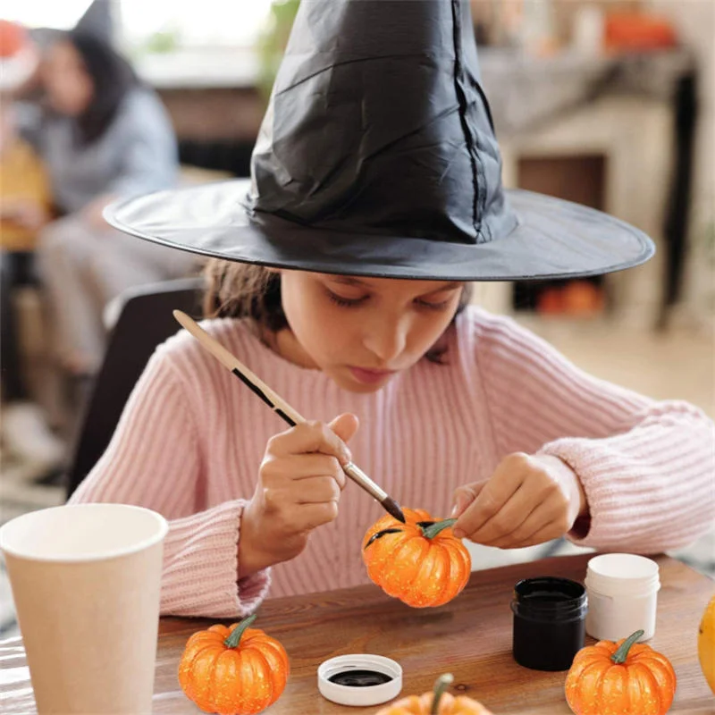 Set of 12 Spooky Mini Fake Pumpkins Decor, Halloween Party DIY Craft Models for Home Festival Atmosphere Setting