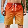 Gradient Graphic Beach Shorts For Men Colorful 3D Printed Board Shorts Summer Casual Vacation Short Pants Loose Surf Swim Trunks 3