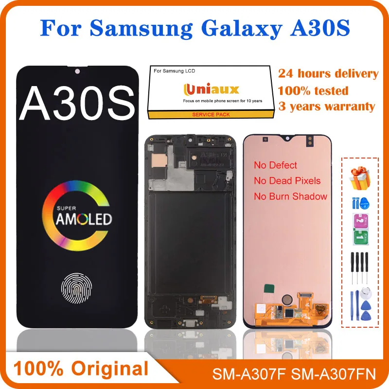 

Original 6.4'' AMOLED For Samsung Galaxy A30s A307 A307F A307FN A307GN LCD Display Touch Screen Digitizer Assembly Replacement