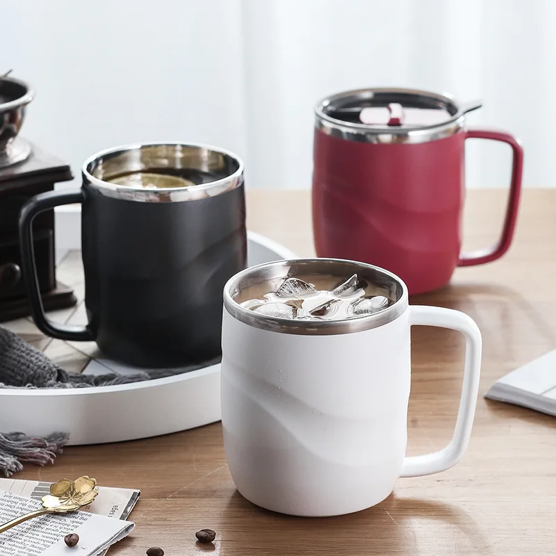 

400Ml Stainless Steel Cup Camping Travel Outdoor Cup Coffee Cup with Handle with Lid Practical Hiking Portable Cup Dropship Hot