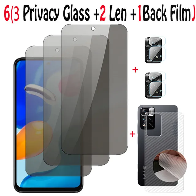 Anti Spy Tempered Glass For Redmi Note 11 Pro Privacy Screen Protector rosso