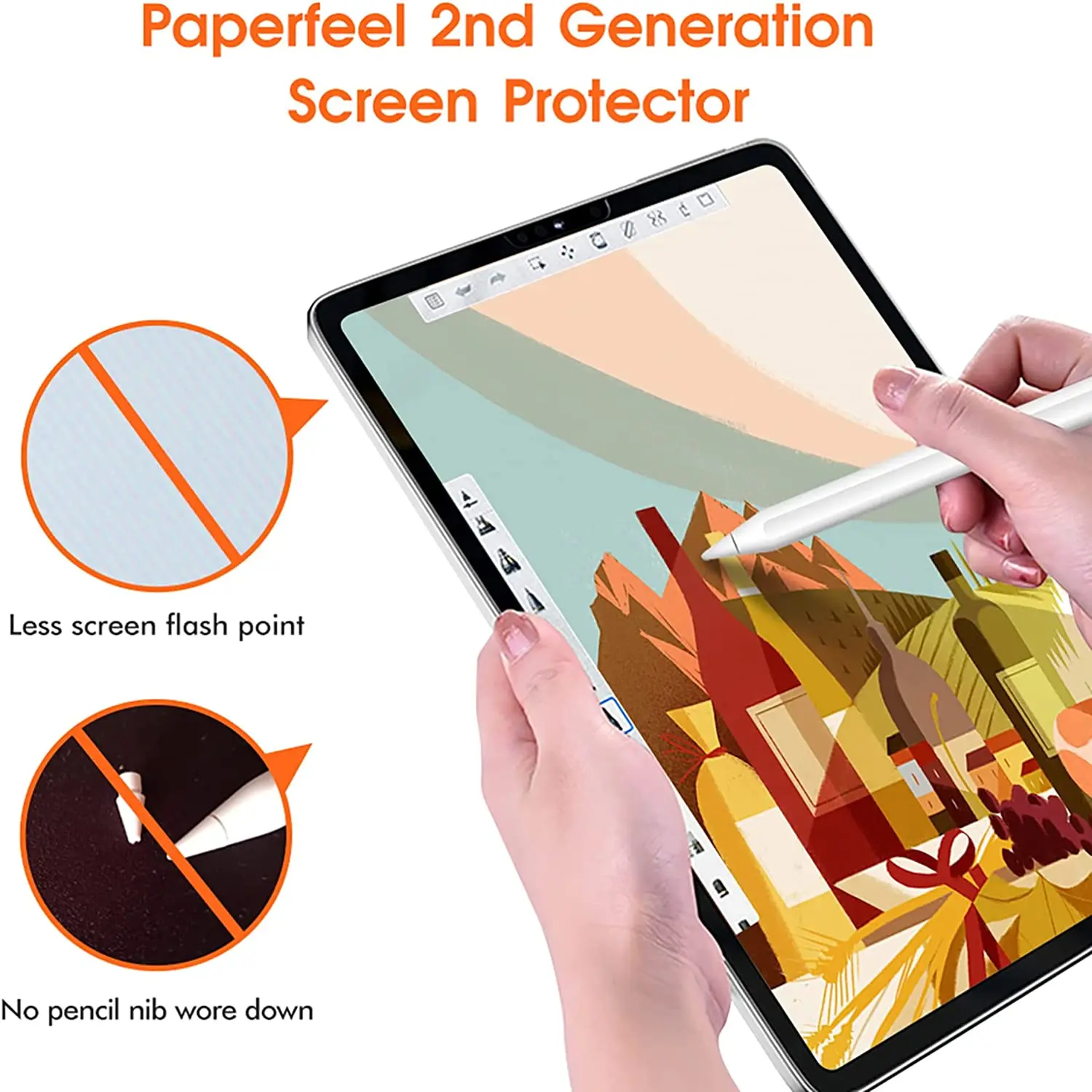 2Pcs Paper Feel Screen Protector for Samsung Galaxy Tab S9 FE + S8 Plus S7 FE A9 Plus 8.7 10.9 11.0 12.4 Painting Drawing Film 2