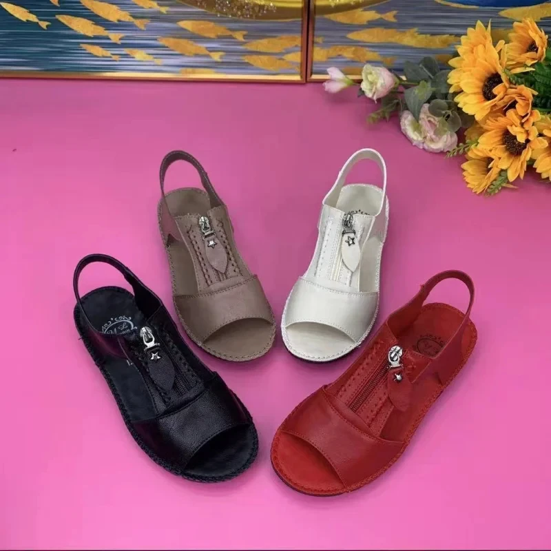 2024 Summer New Women Shoes Fashion Flat Sole Sandals Shoes for Women Fish Mouth Comfortable Casual Sandals Zapatos De Mujer