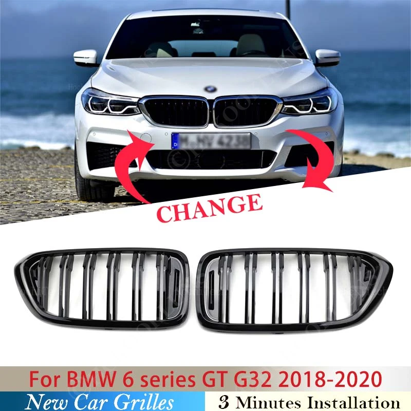 

For BMW 6 Series GT G32 2018 2019 2020 Front Kidney Grilles Dual Slat Grille Black Multi Color High Quality ABS Car Accessories