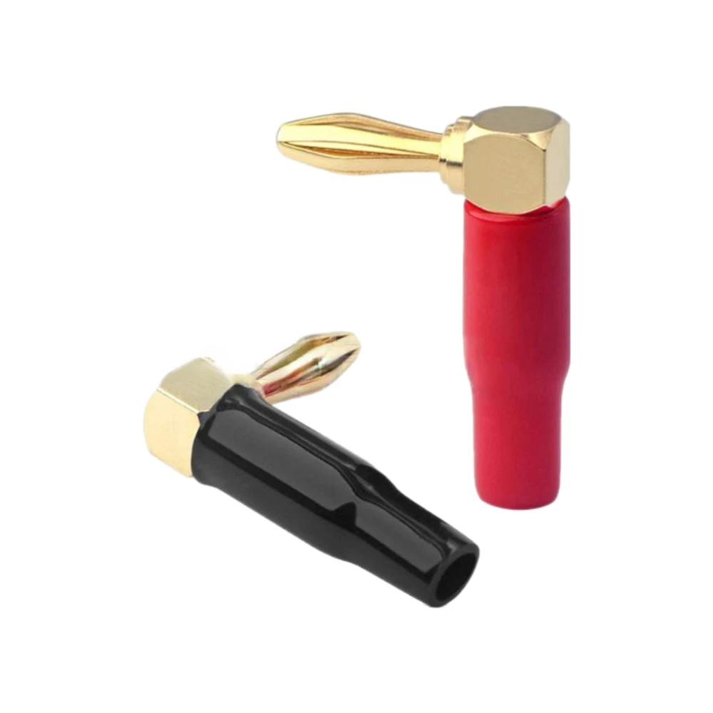 10 Uds P3014 4mm Banana Plug 90 Grados ángulo Recto Seguridad Sello Protección Envuelto Soldadura Tipo Autoensamblaje Conector De Cable De Audio Enchufes