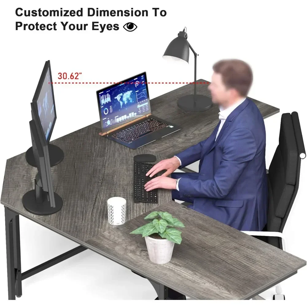 Modern L Shaped Desk with Shelves,64.84" Gaming Computer Desk for Home Office,Corner with Desktop (Black Oak+Black Frame