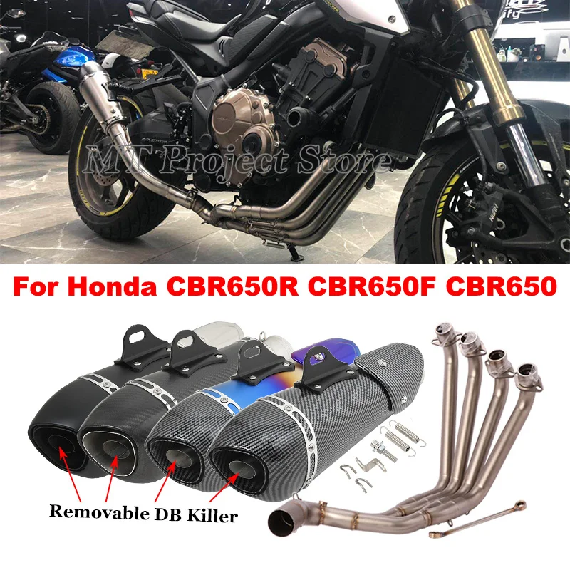 Motorcycle Full Exhaust System Modify Front Link Pipe Moto Muffler DB Killer Slip On For Honda CBR650R CBR650F CB650R CB650F