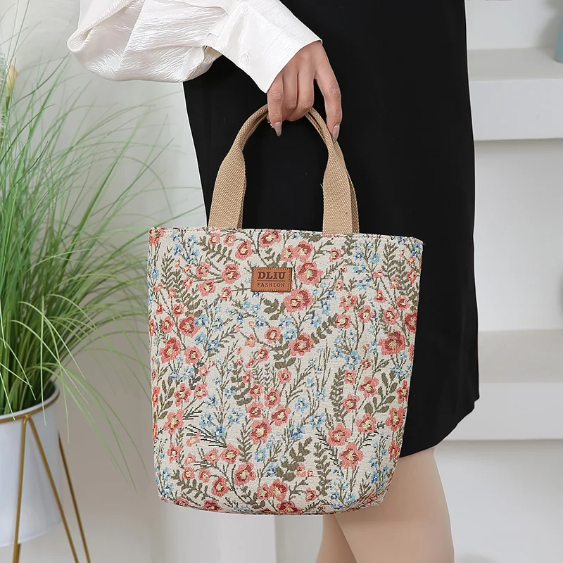 Neuer Stil Gestrickter Jacquard-Stoff Große Kapazität Handtasche, Bucket-Style Tragbare Aufbewahrungstasche, Alltagstasche für Mütter – Detail 19