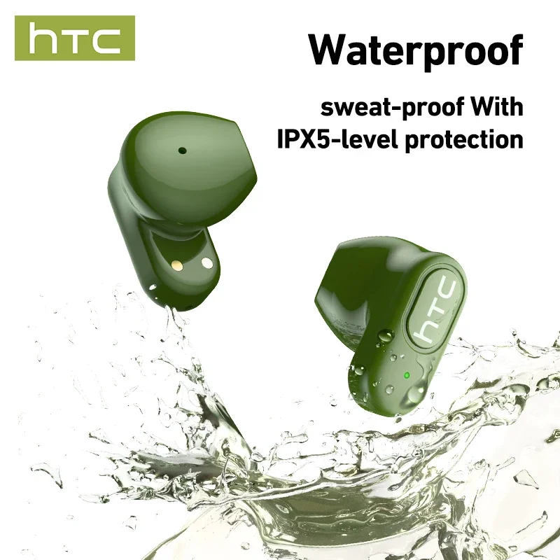 HTC NE51 Auricolari Bluetooth TWS Mini Auricolari Sport Cuffie wireless Auricolari intelligenti con riduzione del rumore Verde Nero - Image 6