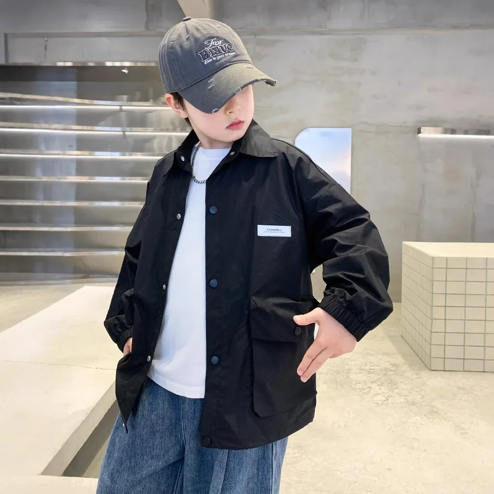 Spring Fashionable Jacket for Boys Spring Autumn Style Big Boys Shirt Top Children's Clothing Outerwear Trendy Streetwear