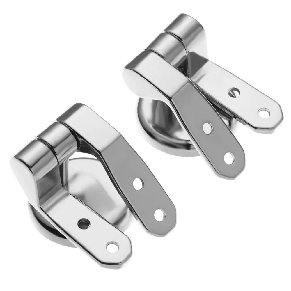 Pair of Toilet Chrome Hinges With Fittings Toilet Seat Replacement Mountings