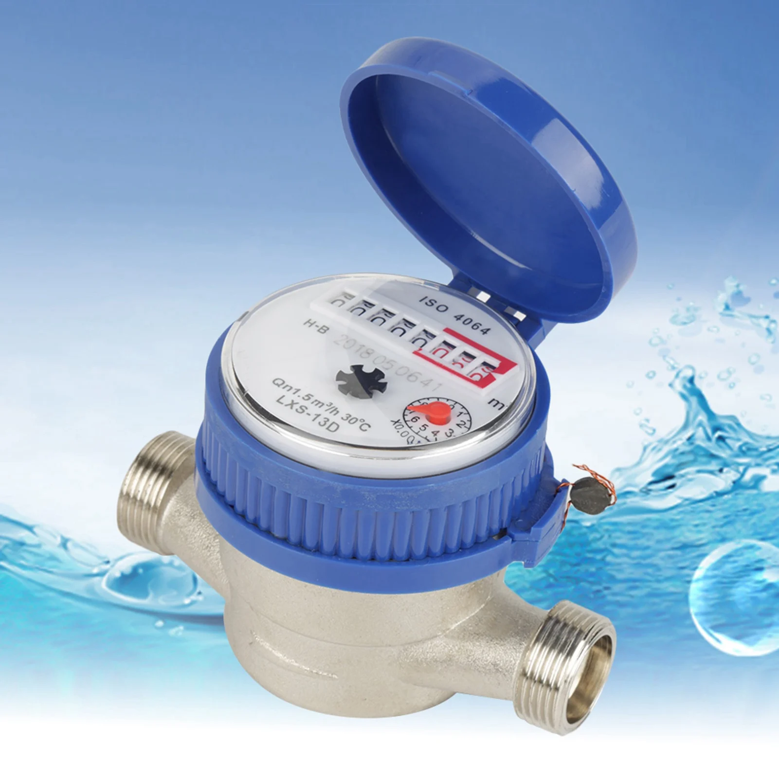 15mm cold Water meter Home Water Meter 15mm 1/2 Inch Cold Meter with Fittings for Garden &amp Home Usage Cold