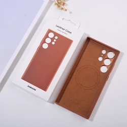 Leather Magnetic Phone Case with Wireless Charging Compatibility for Leather (S23Ultra Brown)
