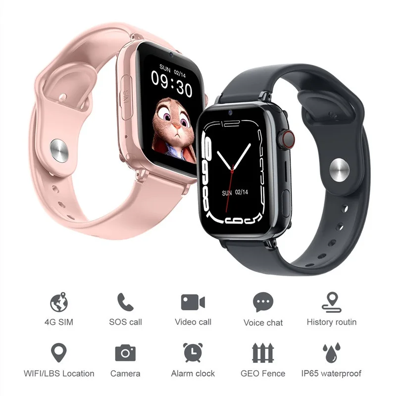 

4G Kids Smart Watch SOS GPS Location Tracker Sim Card Video Call WiFi Chat Camera Flashlight Waterproof Children Smart Watches