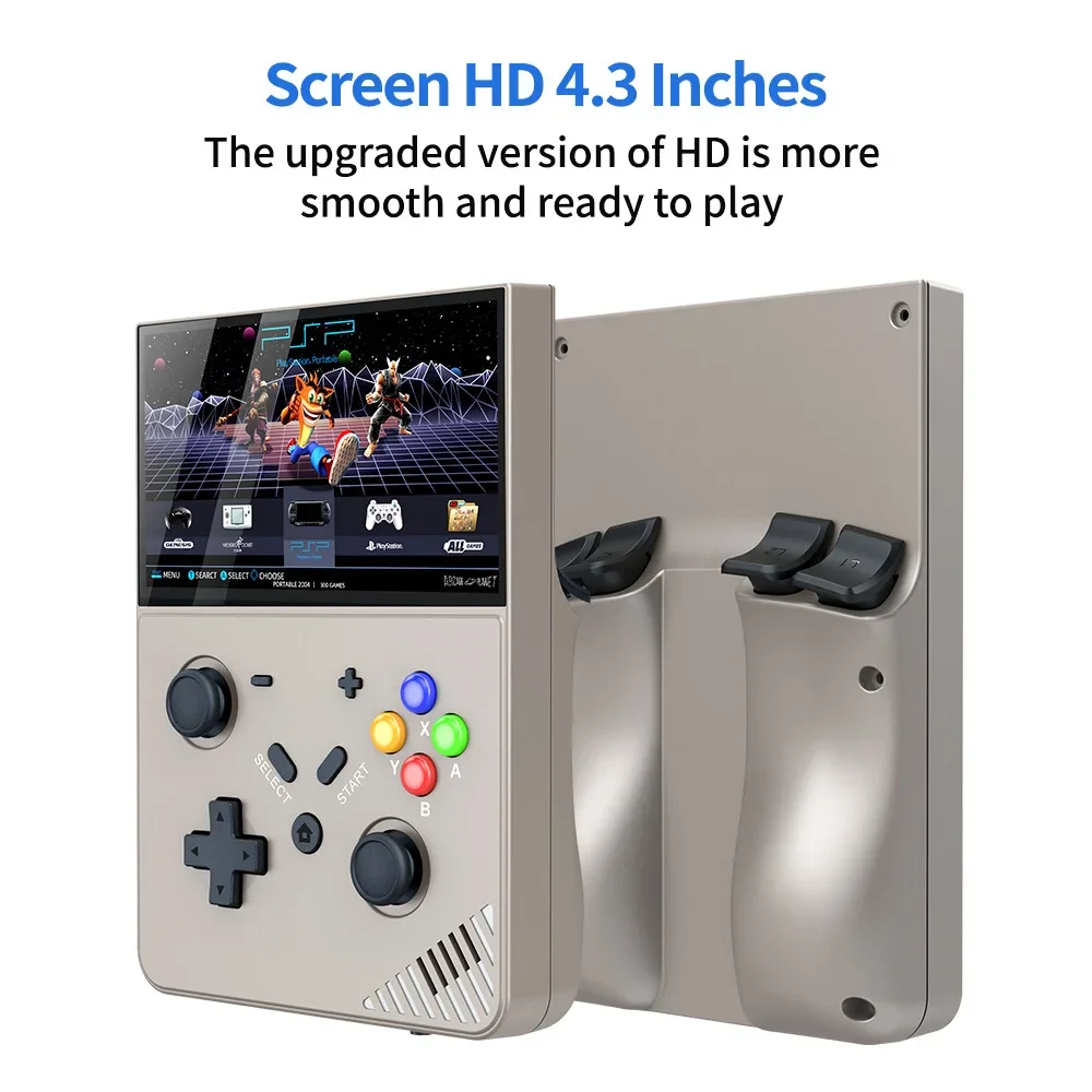 R43pro ޴  ܼ, 4.3 ġ HD ũ,  3D ̽ƽ, 4K ޴ ӱ, 25 ùķ , PSP PS1 