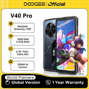 Versione globale DOOGEE V40 Pro 5G Telefono robusto Display da 6,78 "16 GB + 512 GB Dimensity 7300 Fotocamera AI da 200 MP 8680 mAh 33 W Caricatore rapido