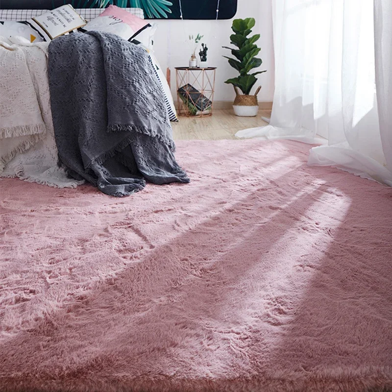 Modern Home Decor Artificial Rabbit Carpet Living Room Soft Fluffy Plush Rugs Children Bedroom Mat Non-slip Faux Fur Carpet Gray 3