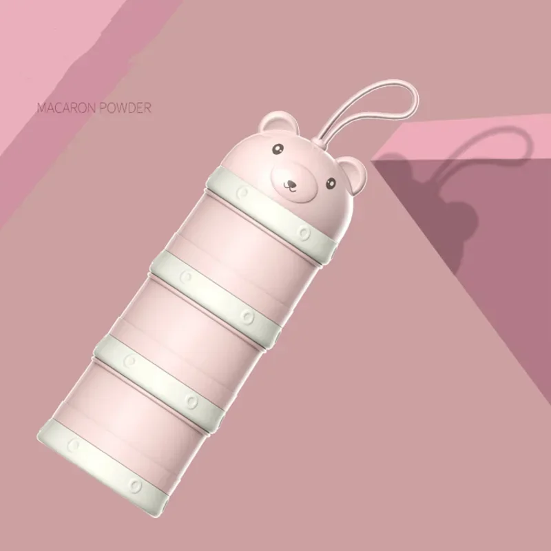 Baby Milk Powder Box Portable Milk Powder Infant Milk Powder Compartment Storage Box Three-layer Sub-box Little Bear Style